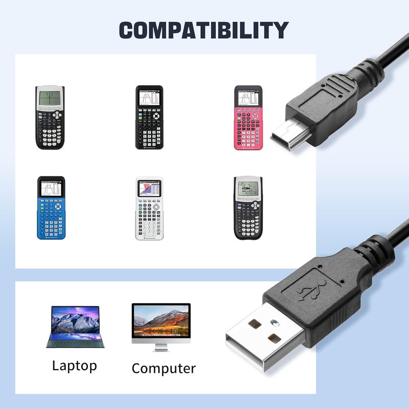 HARBENDI كابل طاقة وبيانات بديل لآلة حاسبة Texas Instruments TI-84 Plus CE، TI 84 Plus C Silver Edition، TI Nspire CX/TI Nspire CX CAS - Image 5